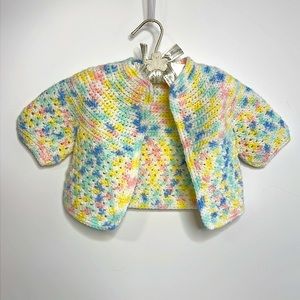Handmade Crocheted Baby Sweater, Pastel Colors